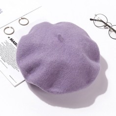 Autumn Winter Trend Wool Paris French Berets Hats - Light Purple
