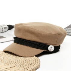 Autumn Winter Visor Casquette Captain Sailor Hats - Khaki