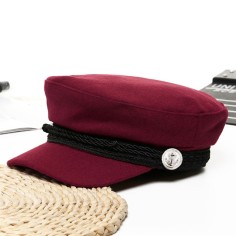 Autumn Winter Visor Casquette Captain Sailor Hats - Wine