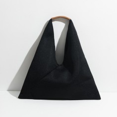 Triange Design Summer Shoulder Beach Tote Bag - Black