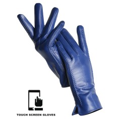 Classic Velvet Insole Side Decorated Stitch Winter Touch Screen Gloves - Royal Blue