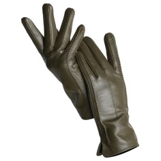 Classic Velvet Insole Side Decorated Stitch Winter Standard Gloves - Green