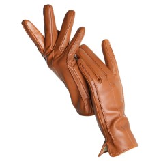 Classic Velvet Insole Side Decorated Stitch Winter Standard Gloves - Mustard