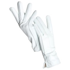 Classic Velvet Insole Side Decorated Stitch Winter Standard Gloves - White