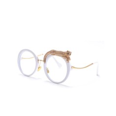 Optical Prescription Eyeglasses Retro Round Frame Anti Blue Light Glasses - White