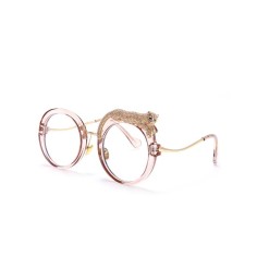 Optical Prescription Eyeglasses Retro Round Frame Anti Blue Light Glasses - Transparent Tea