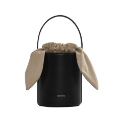Casual Style String Medium Capacity Crossbody Shoulder Purses Mini Bucket Bag - Black