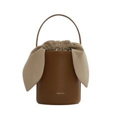 Casual Style String Medium Capacity Crossbody Shoulder Purses Mini Bucket Bag - Brown