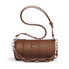 Bucket Shape Crossbody Shoulder Double Straps Stylish Bag - Brown