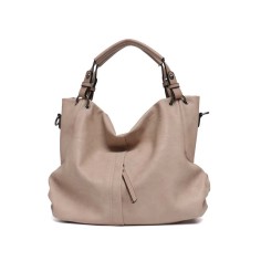 Hobos Shoulder Classic Tote Bags - Beige Faux Leather