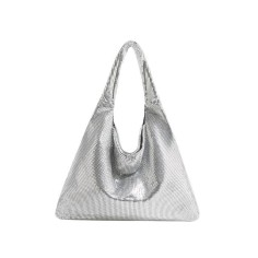 Sparkle Sequin Hobo Evening Metallic Bags - Silver