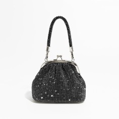 Chic Glitter Rhinestones Sparkling Crystal Cloud Shape Bags - Black