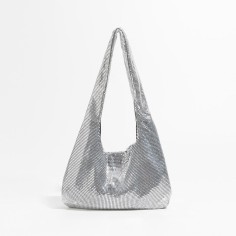 Sparkle Sequin Hobo Evening Metallic Bags - Silver