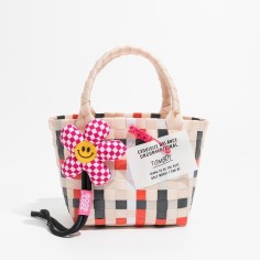 Jelly Color PVC Checkered Summer Beach Picnic Handbag Bags - Multicolor