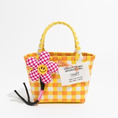 Jelly Color PVC Checkered Summer Beach Picnic Handbag Bags - Multicolor