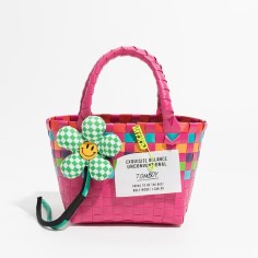 Jelly Color PVC Checkered Summer Beach Picnic Handbag Bags - Multicolor