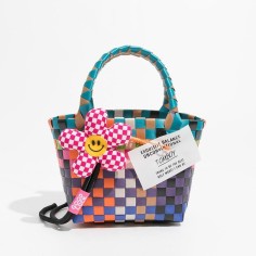 Jelly Color PVC Checkered Summer Beach Picnic Handbag Bags - Multicolor