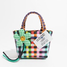 Jelly Color PVC Checkered Summer Beach Picnic Handbag Bags - Multicolor