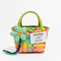 Jelly Color PVC Checkered Summer Beach Picnic Handbag Bags - Multicolor
