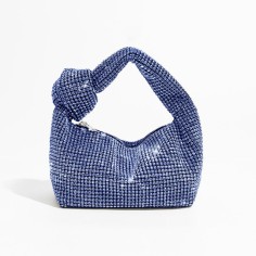 Chic Glitter Rhinestones Sparkling Crystal Evening Bags - Blue