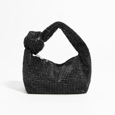 Chic Glitter Rhinestones Sparkling Crystal Evening Bags - Black