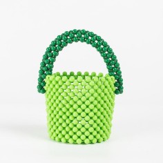 Multicolor Beaded Cross Body Bucket Hand Bags - Green