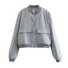 Long Sleeve Big Pockets Elegant Streetwear Spring Autumn Coats Jackets - Gray