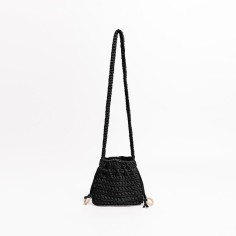 Cotton Rope Knitted Crossbody Small Purse Bag - Black
