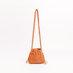 Cotton Rope Knitted Crossbody Small Purse Bag - Orange