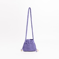 Cotton Rope Knitted Crossbody Small Purse Bag - Purple