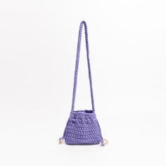 Cotton Rope Knitted Crossbody Small Purse Bag - Purple