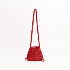 Cotton Rope Knitted Crossbody Small Purse Bag - Red