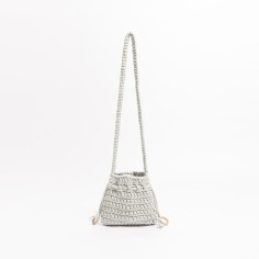 Cotton Rope Knitted Crossbody Small Purse Bag - White