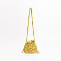 Cotton Rope Knitted Crossbody Small Purse Bag - Yellow
