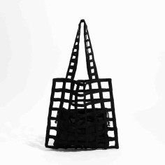 Hollow Mesh Knitted Purse Summer Shoulder Beach Bag - Black