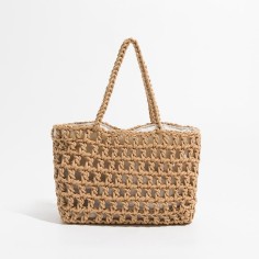 Hollow Out 2 Pcs Fish Net Beach Handbag Bags - Khaki