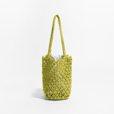 Casual Hollow Out 2 Pcs Set Purse Women Handwoven Shoulder Bucket Bags - Yellow