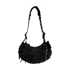 Half Moon Vintage Crossbody Shoulder Bag - Black