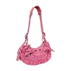 Half Moon Vintage Crossbody Shoulder Bag - Pink