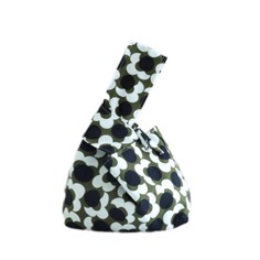 Cute Mini Japanese Wrist Knot Flower Decorated Lunch Washable Day Bags - Green Black