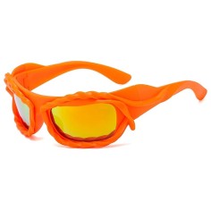 Vintage 2000s Twisted Hip Hop Trendy Streetwear Sunglasses - Orange Red