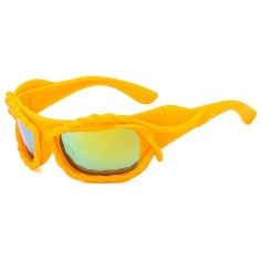 Vintage 2000s Twisted Hip Hop Trendy Streetwear Sunglasses - Yellow Red