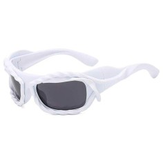 Vintage 2000s Twisted Hip Hop Trendy Streetwear Sunglasses - White Gray