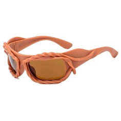 Vintage 2000s Twisted Hip Hop Trendy Streetwear Sunglasses - Coffee Brown