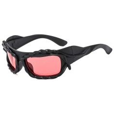 Vintage 2000s Twisted Hip Hop Trendy Streetwear Sunglasses - Black Pink