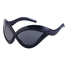 Vintage Oversized Wave Beach Sunglasses - Black