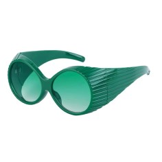 Vintage Round Steampunk Fashion Femme Fatale Sunglasses - Green Frame Gradient Green