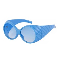 Vintage Round Steampunk Fashion Femme Fatale Sunglasses - Blue Frame Gradient Blue