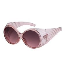 Vintage Round Steampunk Fashion Femme Fatale Sunglasses - Transparent Brown Frame Gradient Brown