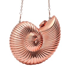 Shiny Acrylic Clutch Novelty Conch shaped Chain Shoulder Bags - Rose Acrylic
